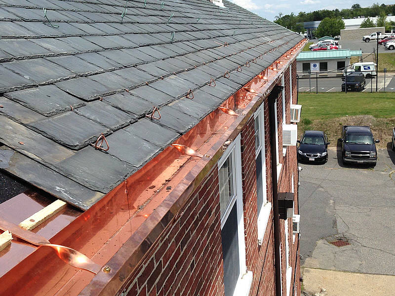 Aulson Company, Inc. - Historic Roof Framingham copper gutter slate cant